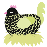 A black and lemon chicken with a lace pattern