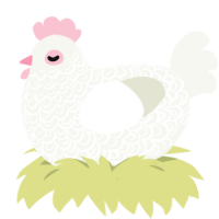 Sunday, a white chicken with a double-lace pattern