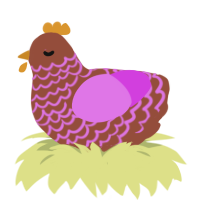Glug, a russet and orchid chicken with a lace pattern