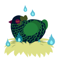 A tumblr and viridian chicken with a lace pattern