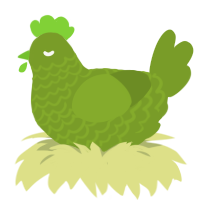 A chartreuse chicken with a lace pattern