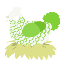 A white and grass chicken with a lace pattern