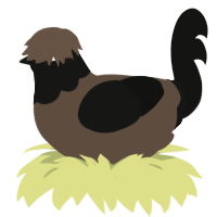 Lunnzahn, a bark and black chicken with a head pattern
