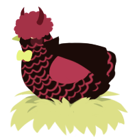 Lanternfish, a black and fuchsia chicken with a lace pattern