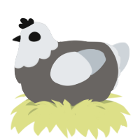 The Haunted Hen, a grey and mist chicken with a head pattern