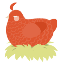 A vermilion chicken with a lace pattern