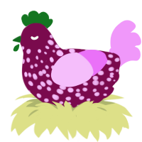 Andromeda Shun, a wine and lavender chicken with a speckle pattern