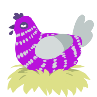 Luna, a amethyst and silver chicken with a bar pattern