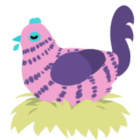 parfait, a pink and overcast chicken with a bar pattern