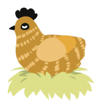 A gold and honey chicken with a bar pattern