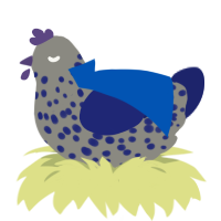 A ash and navy chicken with a speckle pattern