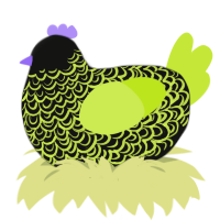(unnamed), a black and lime chicken with a double-lace pattern