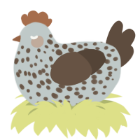 A silver and bark chicken with a speckle pattern