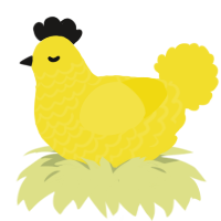 A yellow chicken with a lace pattern