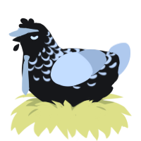 Octothorpe, a sable and mist chicken with a half-lace pattern