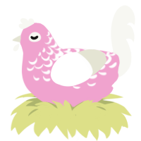 Mallow, a pink and white chicken with a half-lace pattern