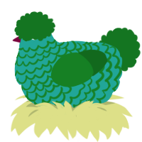 A turquoise and leaf chicken with a lace pattern