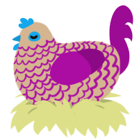 Plumcot, a beige and plum chicken with a lace pattern