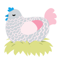 Misty, a mist and rose chicken with a lace pattern