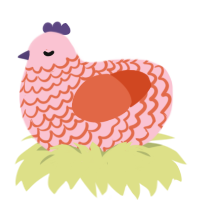 A rose and vermilion chicken with a lace pattern