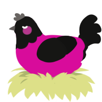 (unnamed), a fuchsia and black chicken with a head pattern