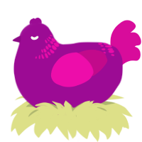 bright plum-, a plum and fuchsia chicken with a neck-band pattern
