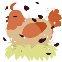 Fallbrook, a beige and vermilion chicken with a head pattern