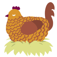 caramel, a orange and russet chicken with a lace pattern