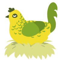 Lemon tea 2, a yellow and chartreuse chicken with a half-lace pattern