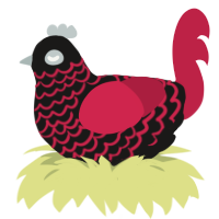 redruM, a sable and crimson chicken with a lace pattern