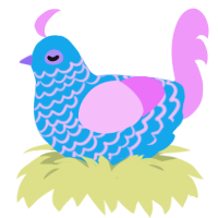Poolroom, a sky and lavender chicken with a lace pattern