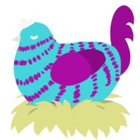 (unnamed), a aqua and plum chicken with a bar pattern