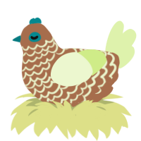 A brown and apple chicken with a lace pattern