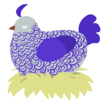 Kaito, a silver and indigo chicken with a double-lace pattern