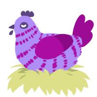 A lilac and plum chicken with a bar pattern