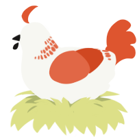 A white and vermilion chicken with a neck-band pattern