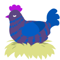 The Sky, a overcast and ultramarine chicken with a bar pattern
