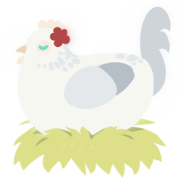 Ghost, a white and mist chicken with a neck-speckle pattern