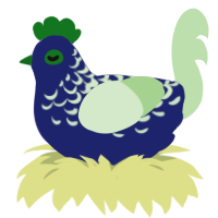 A navy and gluppy chicken with a half-lace pattern