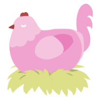 (unnamed), a pink chicken with a head pattern