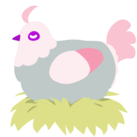 A silver and rose chicken with a head pattern