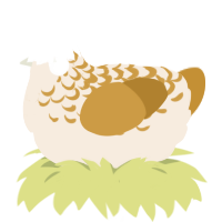 A cream and gold chicken with a half-lace pattern
