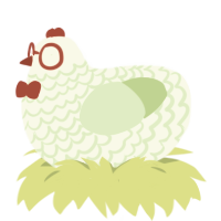 GMona Lsa, a white and gluppy chicken with a lace pattern