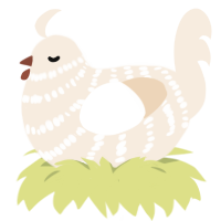 (unnamed), a cream chicken with a bar pattern