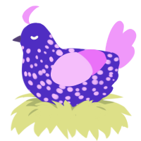 Chickenrilly Jr, a indigo and lavender chicken with a speckle pattern