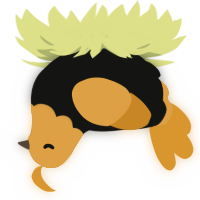 The Hanged Man, a black and orange chicken with a head pattern