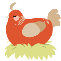 A vermilion and beige chicken with a neck-band pattern