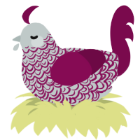 A silver and wine chicken with a double-lace pattern