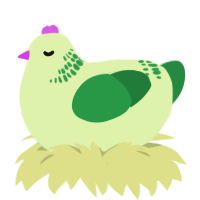 Green Bean, a apple and viridian chicken with a neck-band pattern