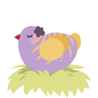 Peony, a lilac and honey chicken with a half-bar pattern